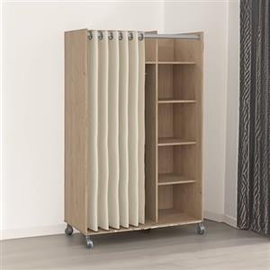 Dmora Guardaroba Grande Claudine, Mobile Camera da Letto, Cabina portabiti, Armadio Appendiabiti, 100x48 h160 cm, Rovere e Beige, Pannello truciolare melaminico