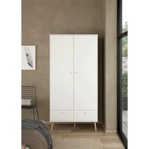 Dmora Guardaroba 2 Ante Jolene, Mobile Camera da Letto, Cabina portabiti, Armadio Appendiabiti, 99x58 h200 cm, Bianco, Pannello truciolare melaminico