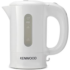 Kenwood JKP250 Bollitore elettrico da viaggio, spegnimento automatico, capacità 0,5L, base removibile, piedini antiscivolo, avvolgicavo, in dotazione 2 cucchiaini e 2 tazze, bianco