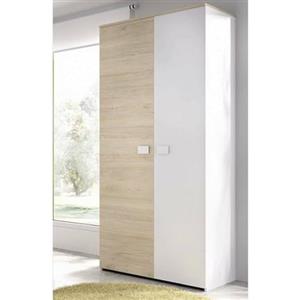 Dmora Guardaroba 2 Ante Auernig, Mobile Camera da Letto, Cabina portabiti, Armadio Appendiabiti, 90x53 h202 cm, Bianco e Rovere