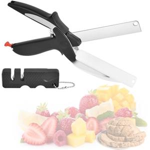 Vicloon Forbici da Cucina Professionali Multiuso, Taglierina 2 in 1 e Forbici da Cucina Multifunzione Sostituisci i Coltelli da Cucina e Il Tagliere, Forbici Cucina Inox Forti con Affilacoltelli