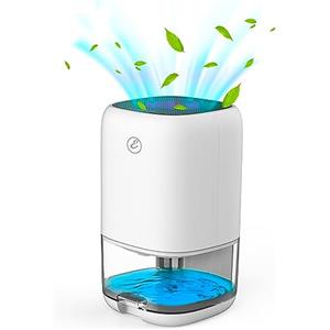 EGLEMTEK Deumidificatore Casa Tecnologia Peltier Timer Spegnimento Automatico Luce LED Colorata Portatile Super Silenzioso Adatto Camera Ufficio Bagno Cucina Soggiorno Design Perosa Bianco 25 x 15 x 15 Cm