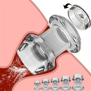 HESHUOU Plug anale cavo con set di plug S/M/L/XL plug aperto trasparente speculum di espansione anale dilatatore vaginale espansore ano dildo SM clistere prostatico plug tunnel anale giocattolo del sesso(Size