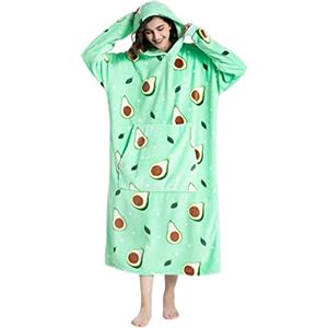 LATH.PIN Panda Coperta da Divano Animale Coperta con Cappuccio Pigiama Cosplay Oversize Taglie Forti Unisex Caldo Plaid con Maniche Tasca Divertente Felpone Donna Verde