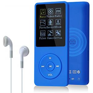 COVVY 8 GB Lettore musicale MP3 portatile da, supporta schede di memoria SD fino a 64 GB, lettore MP3 HiFi con audio senza perdita, registrazione di musica/video/voce/radio FM(8G,Blu)