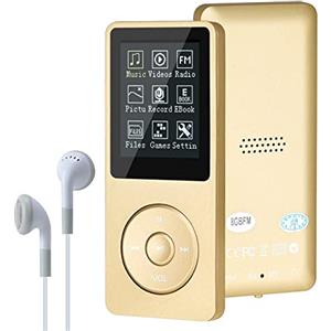 Lychee - Lettore musicale digitale, lettore MP3/MP4, 8 GB, lettore musicale HiFi portatile, senza perdita di suono, con musica/video/registrazione vocale/radio FM, supporta fino a 64 GB (oro)