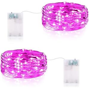 Vacoulery Lucine Led Decorative a Batteria 3 Metri 9.85FT 30LED Luci Stringa Led a Batteria Ghirlanda Luminosa Interni Esterni per Natale Casa Feste (2 Pezzi, Rosa)