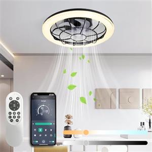 TOPBOS Ventilatore a Soffitto con Lampada,Ultra-Silenzioso 3 Velocità Regolabile Fan Lampadario Plafoniera con Telecomando per Soggiorno Camera da Letto Sala da Pranzo Cucina,50cm