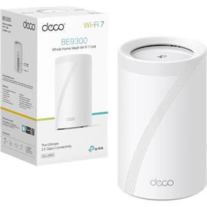 TP-Link WiFi 7 Deco BE65 Router Mesh WiFi, BE 9214Mbps Tri-Band, Canali 320 MHz, Porta Ethernet da 2,5 Gbps, Ripetitore, WiFi 7 Senza Precedenti, Alexa, HomeShield, Funziona con Qualsiasi ISP e Modem