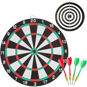 GmwyCzV Bersaglio in Sughero con 4 Freccettes, Set Bersaglio Tiro a Segno Dardo Double Face, Protezione Accessori in Acciaio, con Gancio Parete, per Adatto Attività All'aria Aperta e Riunioni Famiglia