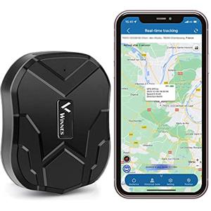 Winnes Localizzatore GPS Tracker per auto Localizzatore con APP senza Abbonamento GPS auto Antifurto Auto/Moto/Camion/Custodia da Viaggio - Winnes TK905 5000mAh Standby di 90 giorni con Magnetico IP58
