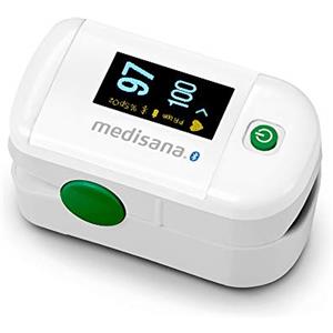 medisana PM 100 connect pulsossimetro misurazione della saturazione di ossigeno nel sangue, pulsossimetro a dito con display OLED e funzionamento one-touch con VitaDock+ App e Bluetooth