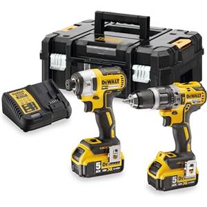 Dewalt DCK266P2T Kit Trapano a Percussione Dcd796 + Avvitatore a Impulsi Dcf887 + 2 Batterie 5 Ah + Caricatore Dcb115 + Valigetta Tstak