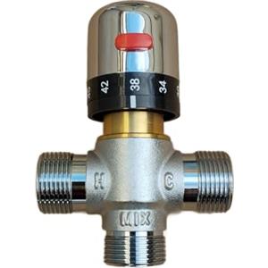IPERSCOUNT Valvola Miscelatrice Termostatica Regolabile 20-65°C in Ottone Cromato, DN20 3/4 per Impianti Solari, Bagni e Cucine - Sicura e Facile da Installare