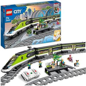 LEGO City Treno Passeggeri Espresso - Include Trenino Giocattolo Telecomandato con Fari Funzionanti, 2 Carrozze, 24 Binari e 6 Minifigure - Regalo per Bambini e Bambine da 7 Anni in su - 60337