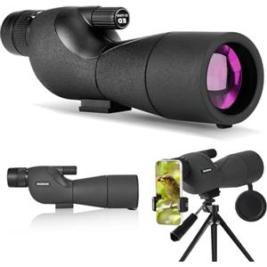 BOSSDUN Cannocchiale con Treppiede, Borsa per il Trasporto e Adattatore per Smartphone - Cannocchiale Monoculare Impermeabile per Birdwatching, Tiro a segno, Tiro con Arco, Caccia (B)