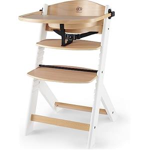 kk Kinderkraft Seggiolone Pappa in Legno ENOCK, Evolutivo, Multifunzionale, Sedia Ergonomica, Altezza Regolabile, Facile da Pulire, dai 6 Mesi ai 10 Anni, Bianco