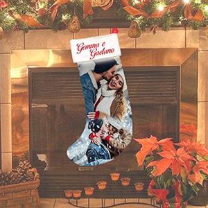 love print Calza Befana Personalizzata con Foto Stampa sublimata Full Print Dimensione 46x24 con Risvolto e appendono Materiale Pile Fronte E Policotone Retro (1 Pezzo)