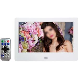 Bulevisiter Cornice elettronica da 17,8 cm, IPS digitale, schermo LCD ad alta risoluzione con calendario, schermo a vista completa (bianco)