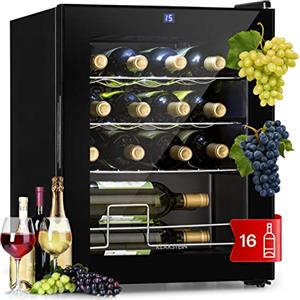 KLARSTEIN Cantinetta Vino Design, Cantinetta Vino Refrigerata a Zona Singola per Vino Rosso, Bianco e Birra, Controlli Touch, Frigo Vino Cantinetta per Esterno/Interno, 5-18°C, 42L, 16 Bottiglie