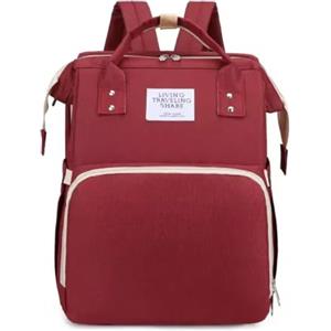 Ciabalù Zaino Fasciatoio con Lettino Pieghevole Zaino Mamma Porta Ciuccio Pannolini e Biberon Borsa Passeggino Impermeabile Borsa da Viaggio con Fasciatoio Portatile Neonato (Bordeaux)