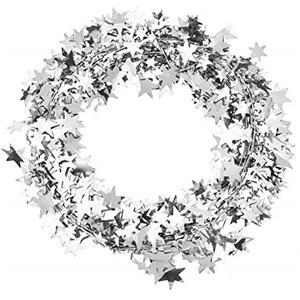 HEEPDD 7.5m Ghirlanda Piccole Stelle, Ghirlanda Colorata Facile Appendere ghirlande Tinsel Stelle Decorazioni Natalizie per Forniture per Feste e Decorazioni Ornamento Festivo(Argento)