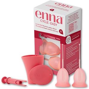 ENNA CYCLE EASY Starter Kit - Taglia S + Taglia S short - 2 coppette mestruali + contenitore di sterilizzazione + applicatore