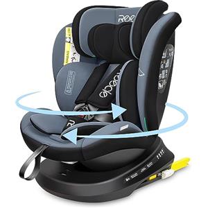 Reecle I-Size 360 Girevole Seggiolino Auto con ISOFIX, 40-150cm(Gruppo 0 + 1/2/3, 0-36 kg), ca. 0-12 anni (I-Size, Nero)