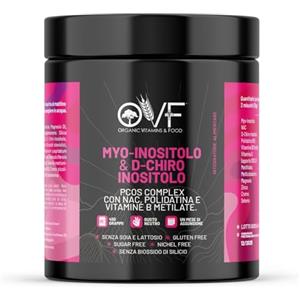 PARAFARMACIA, ORGANIC VITAMINS & FOOD OVF Myo Inositolo & D-Chiro Inositolo, PCOS ed Equilibrio Femminile | Integratore che Supporta il Metabolismo. Senza Glutine,Soia e Lattosio. 450g Made in Italy