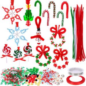 HOWAF Natale Perline di Plastica Decorazioni, Perline per Braccialetti Corona di Natale Pupazzo di Neve Fiocco di Neve Perline di Natale Albero di Natale Appeso Ornamento Supplies Kids Girls Adults