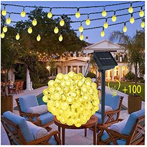 Miilovdora Catena Luminosa Esterno Solare - 12M 100 LED Lucine Decorative Stringa di Luce Solare di Crystal Globe Illuminazione per esterni Impermeabile Luci Della per Festa Natale Giardino Matrimonio