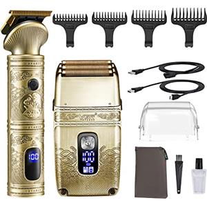 VGR Rasuradora De Barba para Hombres,Rasuradora De Barba para Hombres,Rasoio per barba da uomo Kit di toelettatura con 4 protezioni e tripla testa in lamina per kit da barbiere