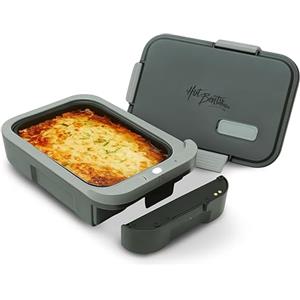 Hot Bento PLUS - Scaldavivande Elettrico Portatile Senza Fili, Riscalda in 10 Minuti,| Batteria Rimovibile, Lunch Box Termico Portatile per Lavoro, Ufficio, Scuola o Viaggi - Capacità 994 ml - Nero