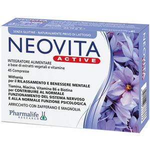 PHARMALIFE RESEARCH NEOVITA ACTIVE - Integratore Alimentare con Estratti Vegetali e Vitamine, 45 Compresse per il Benessere Mentale