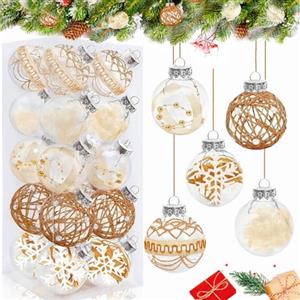 JoyeuVie Palline di Natale Decorazioni Albero di Natale 70mm Champagne Pallina di Plastica 20Pcs Riutilizzabile Festivo per le Vacanze di Natale Decorazione