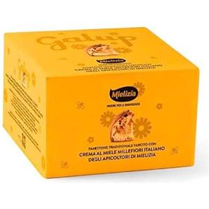 Galup Panettone Milano Farcito con Crema al Miele Mielizia 750g - Dolce Tradizionale con Glassa alle Nocciole