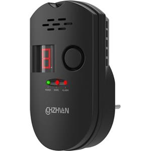 CHZHVAN Rilevatore di Gas, Rilevatore di Fughe GPL/Gas Naturale/Carbone, Plug-in Monitor di Metano e Propano Butano, Allarme Sonoro e Display digitale LED per Cucina, Casa Mobile, Garage