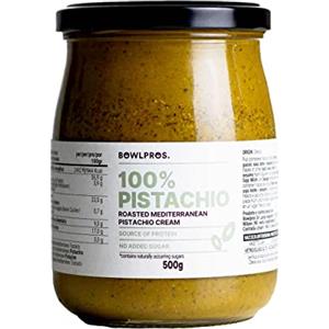 Bowlpros, Crema 100% Pistacchi Mediterranei Tostati, Crema Spalmabile di Pistacchi, Pistacchi Sgusciati non Salati, Senza Zucchero, Vegan, Confezione da 500g