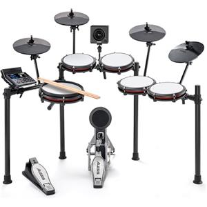Alesis Nitro Max Kit e Amp - Batteria Elettronica a 10 Pezzi con Pelli Mesh, Rullante a Doppia Zona da 10, Bluetooth, USB MIDI, e Cassa Monitor Montabile 70W