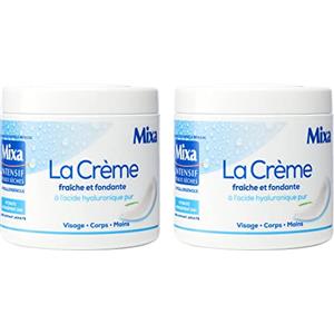 L'Oréal Paris Mixa Intensive Pelle secca - Crema fresca e fondente con acido ialuronico puro, multiuso, viso, corpo, mani, piedi, idratazione, 24 ore, penetrazione rapida, ipoallergenica, confezione da 2, 400 ml