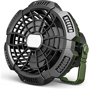 Melchioni Family | Ventilatore Portatile da Campeggio Ricaricabile, Batteria 5200 mah, Luce LED, 3 Luminosità, 3 Velocità, Diametro 10 cm, Gancio per essere appeso e Telecomando, Rotazione di 180°