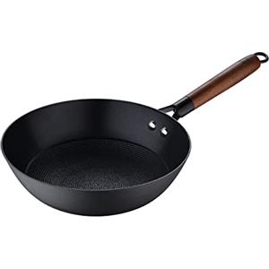 MasterPRO Odín, padella wok con rivestimento antiaderente, 24 x 44 x 7,5 cm, in ferro pressato, manico ergonomico in legno di acacia, utensili da cucina, per tutti i piani cottura