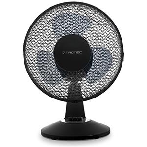 TROTEC Ventilatore da tavolo TVE 11, ventilatore silenzioso, 25 Watt, 2 livelli di ventilazione, oscillazione di 80°, diametro delle pale 23 cm, base stabile e antiribaltamento, nero