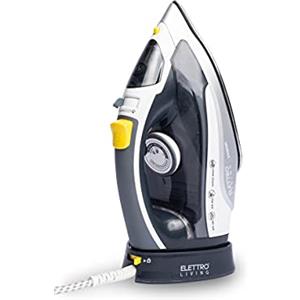 Elettro Living Lui, Ferro da stiro cordless, Ferro da stiro senza fili, 2400W, piastra in acciaio inossidabile, sistema autopulente, Grigio, Nero, Giallo, Bianco