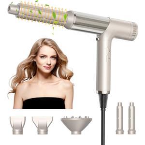 UKLISS Air Styler Asciugacapelli Professionale 5 in 1, Air Styler Set 110.000 Giri/Min, con Diffusore para Viaggio, Spazzola Asciugacapelli Ionico 200 Milioni, Phon Capelli Ioni Negativi