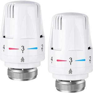 Flintronic Termostato da Radiatore, 2Pezzi Termostatica Intelligente, per Riscaldamento Intelligente, Sistema di riscaldamento con controllo automatico della temperatura, Universale, Bianco