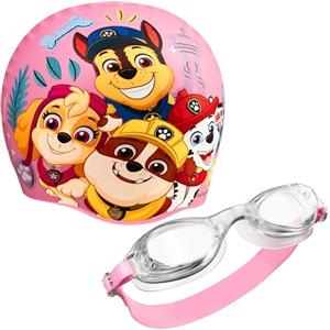 Paw Patrol Set Cuffia da Nuoto per Bambini con Occhialini da Piscina Anti-Appannamento (Rosa, 3-6 Anni)