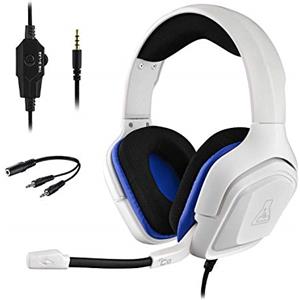 THE G-LAB Korp COBALT Cuffie da Gaming PS4 - Microfono Cuffie Stereo, Ultra Leggero, Cuffie per Basso Elettrico - Mic Jack da 3,5 mm per PC PS4 PS5 Xbox One Mac Nintendo Switch Smartphone (Bianco)