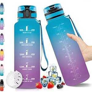 Vikaster Borraccia 1,5 litri - per Palestra, Grande - Senza BPA & Prova di Perdite, Water Bottle Riutilizzabile, Bottiglia Acqua Sportiva per Scuola, Bici, Perdere Peso, Yoga, Ufficio