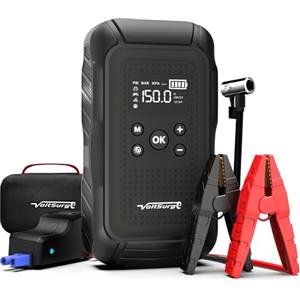 VoltSurge Avviatore Emergenza per Auto, 5000A Jump Starter Booster Avviatore Batteria Auto con Compressore 150PSI (All Gas or 10.0L Diesel) 12V Avviatore di emergenza, Jump Starter, Torcia a LED